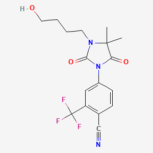 2D molecular structure of RU58841, CAS 154992-24-2, C17H18F3N3O3.