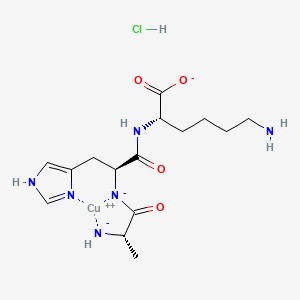 2D molecular structure of AHK-Cu, CAS 682809-81-0, C15H24ClCuN6O4.