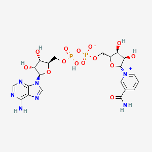 2D molecular structure of NAD+, CAS 53-84-9, C21H27N7O14P2.