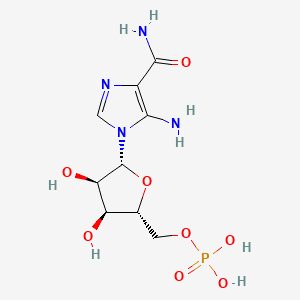 2D molecular structure of AICAR, CAS 3031-94-5, C9H15N4O8P.